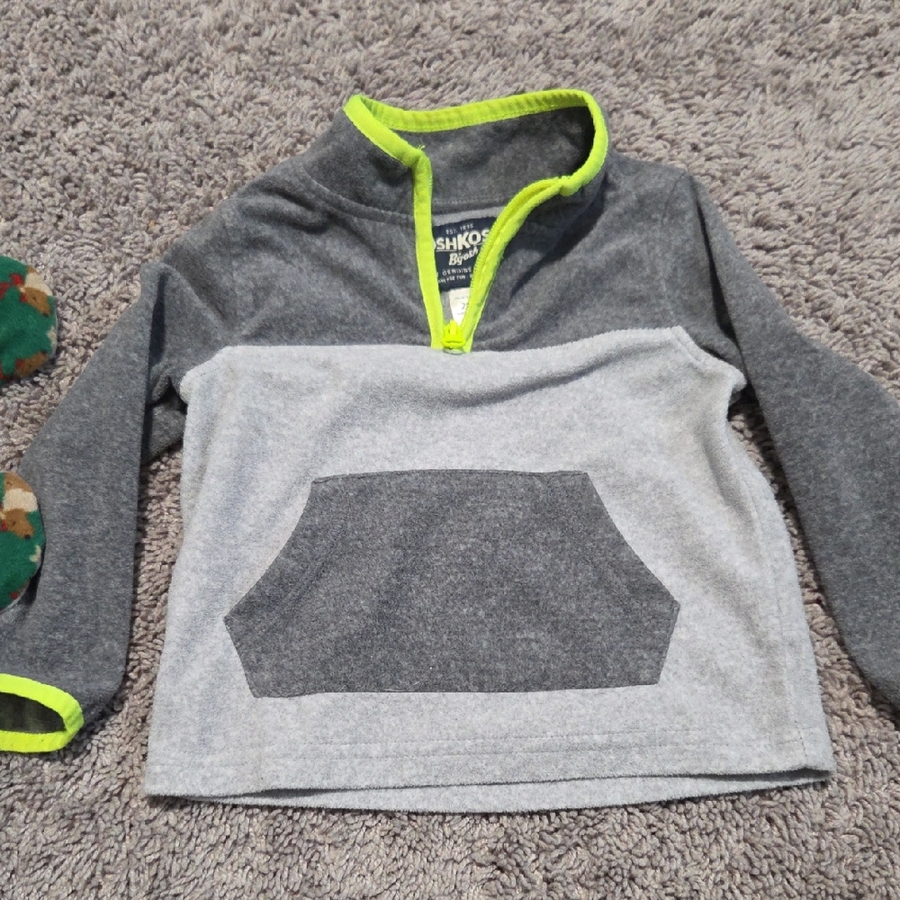 OshKosh B'gosh Gray Sweatshirt with Neon Green Trim